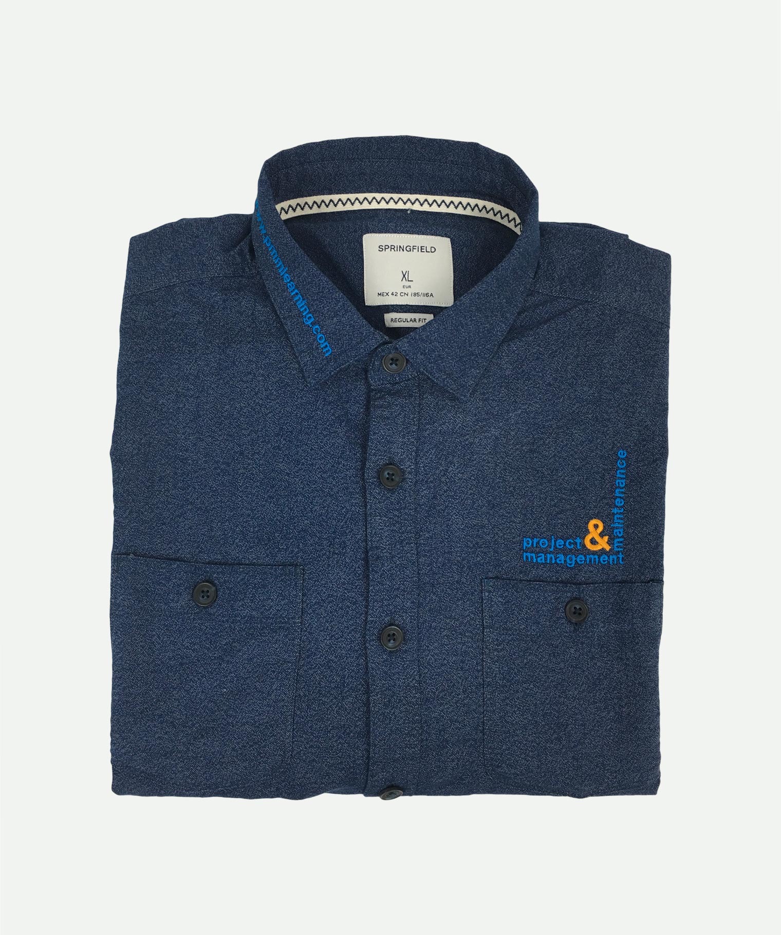 Navy blue shirt with 2 embroideries