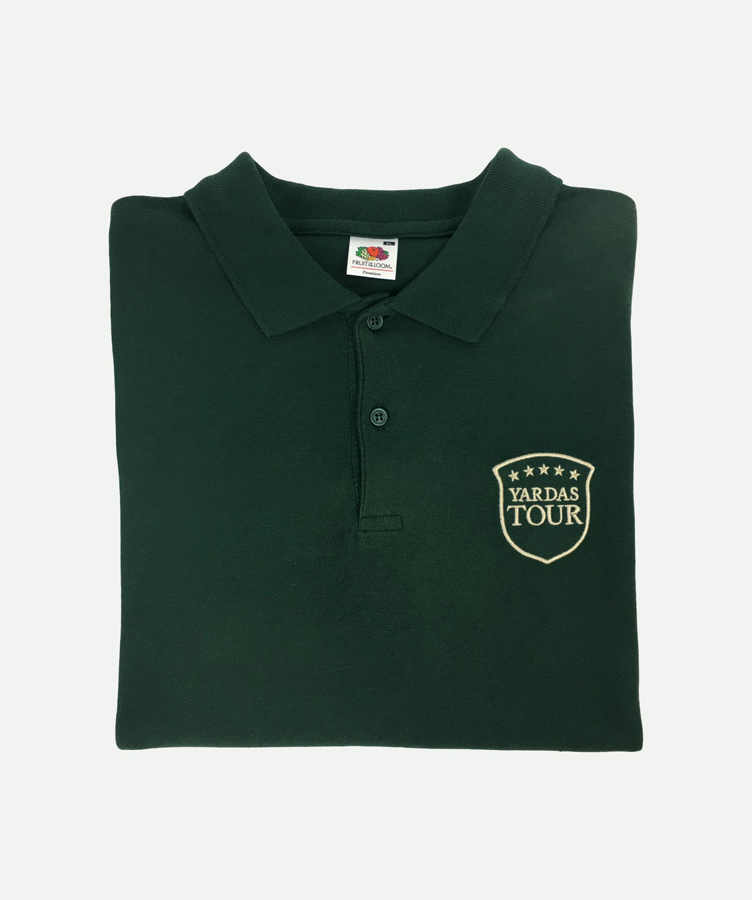 Bottle green polo shirt with embroidery on the chest