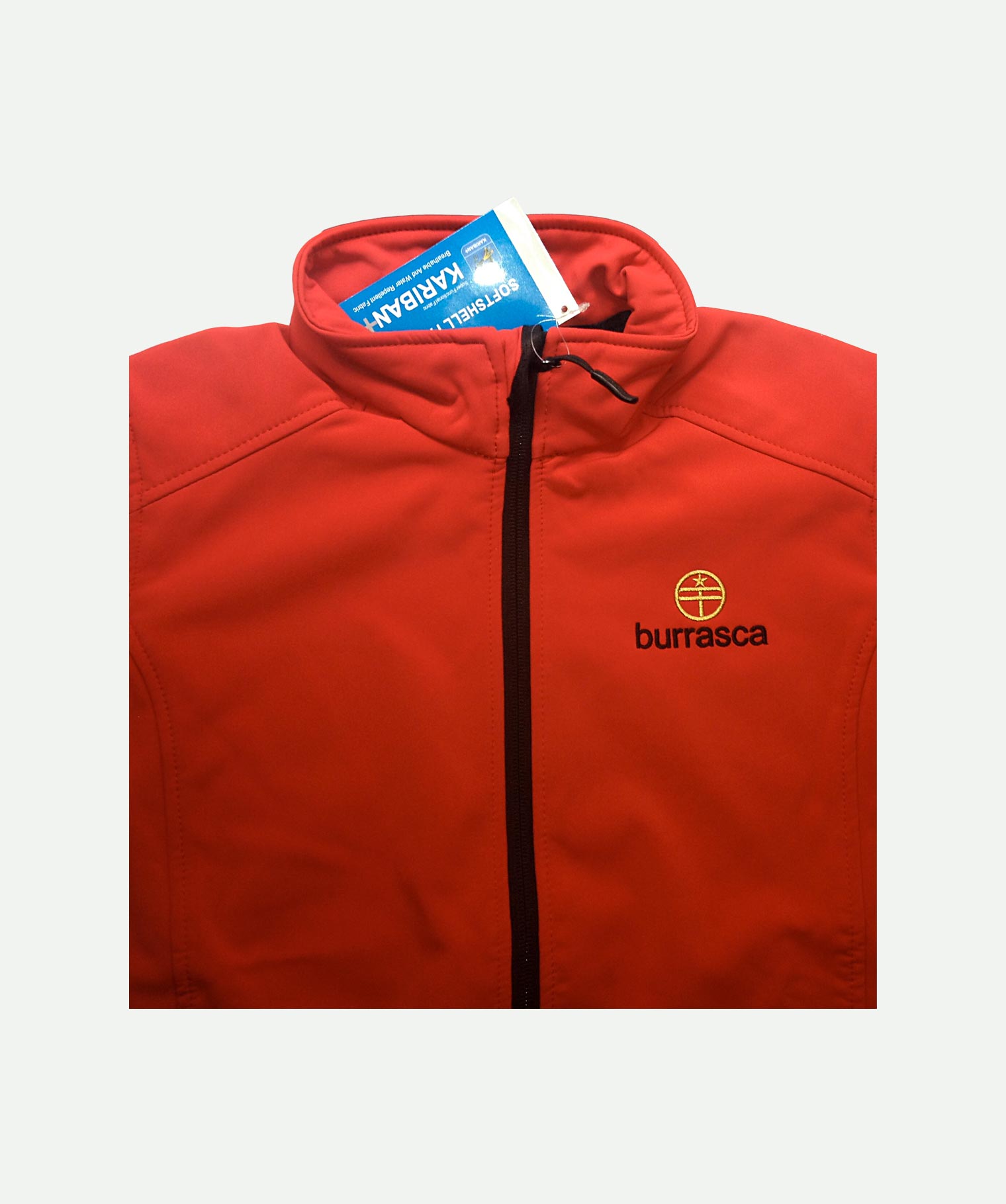Red embroidered softshell jacket